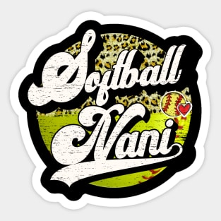 Softball Nani Vintage Leopard Softball Family Matching Sticker